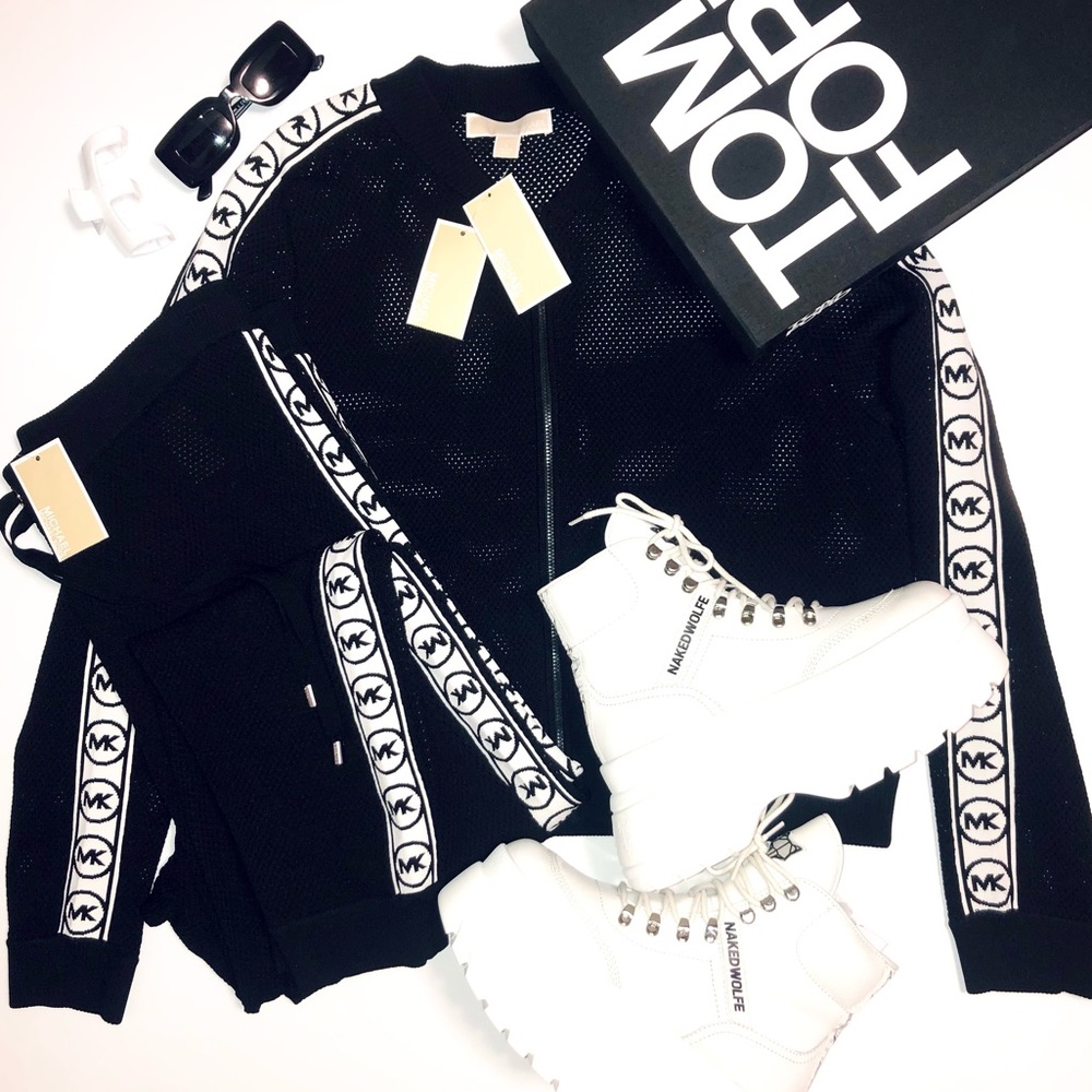 MICHAEL KORS Logo Tape Mesh Joggers + Bomber Track jacket Suit